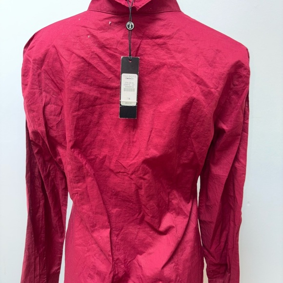 Talbots Red Ruffled Button Down Too Size 14 New - Picture 5 of 6